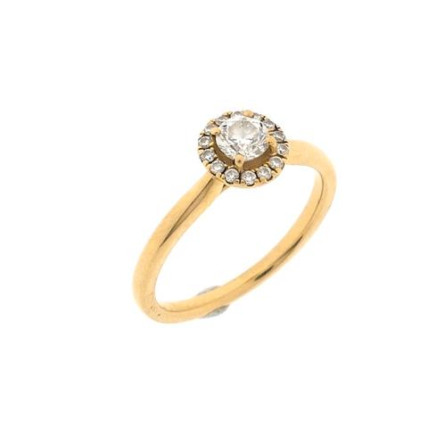 18 Krt. gouden ring met diamant | 0,325 ct., Handtassen en Accessoires, Ringen, Dame, Met edelsteen, Overige kleuren, 17 tot 18