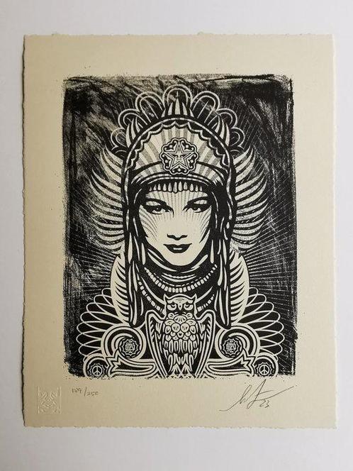 Shepard Fairey (OBEY) (1970) - Peace Goddess Letterpress, Antiek en Kunst, Kunst | Schilderijen | Modern