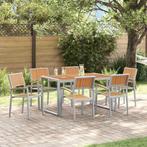 vidaXL Tuin Eettafel Set 7 pcs Grijs Massief Acacia Hout, Tuin en Terras, Tuintafels, Verzenden, Nieuw