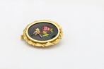 Broche - 18 karaat Geel goud Onyx, Handtassen en Accessoires