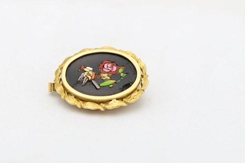 Broche - 18 karaat Geel goud Onyx, Handtassen en Accessoires, Antieke sieraden