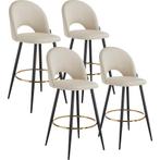 tectake Barkruk Sachel met rugleuning, fluweellook - crème/z, Huis en Inrichting, Verzenden, Nieuw