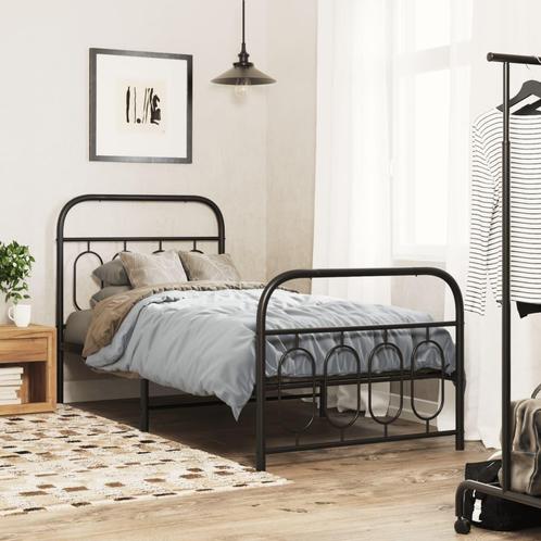 vidaXL Bedframe met hoofd- en voeteneinde metaal zwart, Huis en Inrichting, Slaapkamer | Bedden, Nieuw, Verzenden