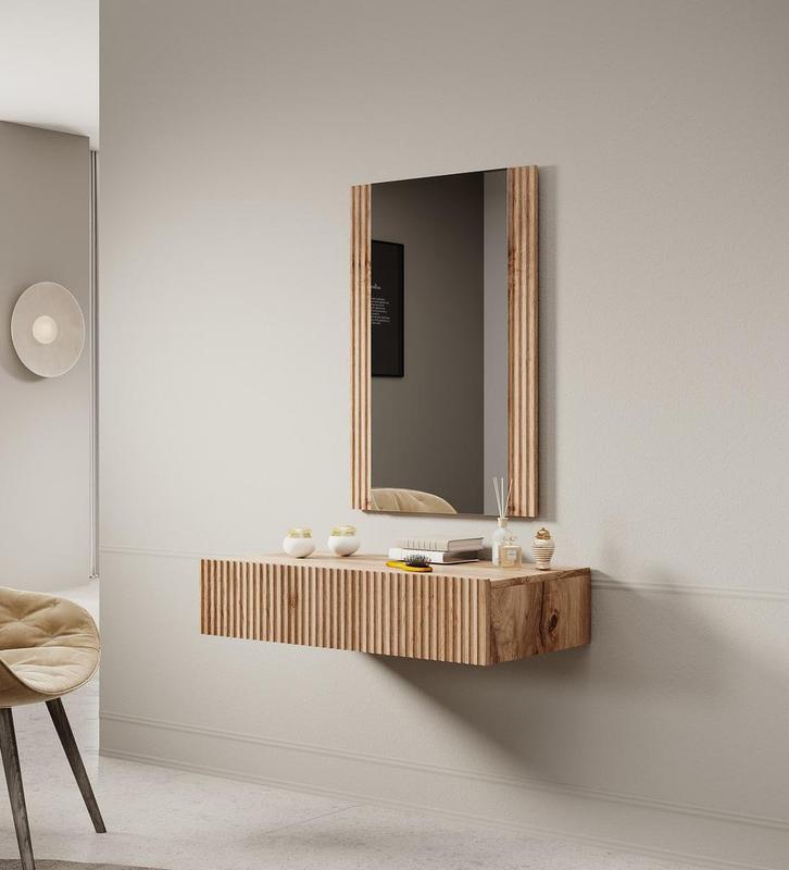 Meubella | Kaptafel eiken Make-up tafel 80x42x17 cm, Handtassen en Accessoires, Uiterlijk | Cosmetica en Make-up, Nieuw, Verzenden