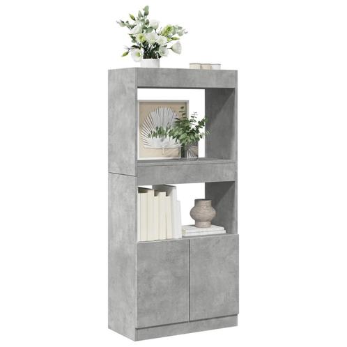 vidaXL Hoge kast 63x33x140 cm bewerkt hout betongrijs, Huis en Inrichting, Kasten | Boekenkasten, Nieuw, Verzenden