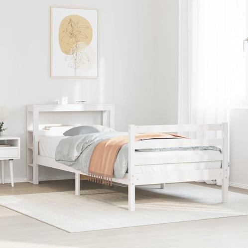 vidaXL Bedframe met hoofdeinde zonder matras 90x200 cm wit, Huis en Inrichting, Slaapkamer | Bedden, Nieuw, Verzenden