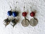 Zilver, Lapis lazuli, munten, glas - Oorbellen - In, Antiek en Kunst