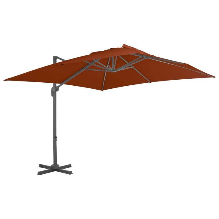 Zweefparasol Terracotta - Aluminium Paal - Retour Deal, Tuin en Terras, Parasols, 3 tot 4 meter, Kantelbaar, Nieuw, Zweefparasol