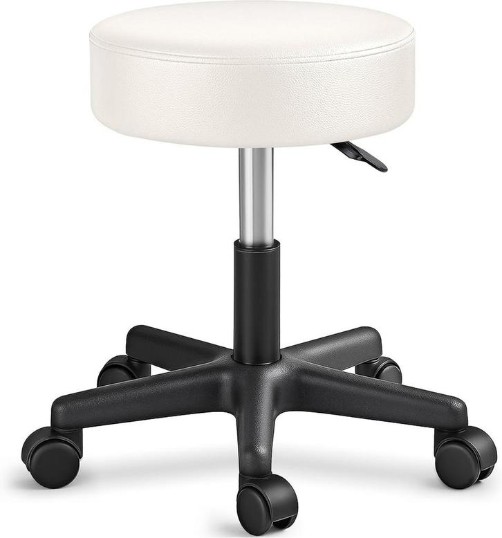 Zadelkruk - Kruk op wielen - Rolkruk - Draaikruk - Wit - TRE, Huis en Inrichting, Woonaccessoires | Overige, Nieuw, Verzenden