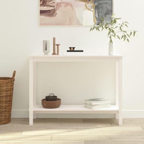 vidaXL Wandtafel 110x40x80 cm massief grenenhout wit, Huis en Inrichting, Tafels | Bijzettafels, Nieuw, Verzenden