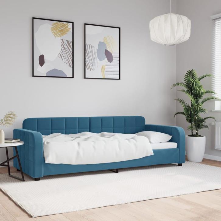 vidaXL Slaapbank 80x200 cm fluweel blauw, Huis en Inrichting, Slaapkamer | Bedden, Nieuw, Verzenden