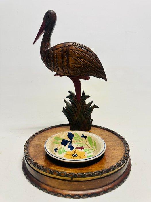 Carved Wooden Stork Smoking Accessory with Hidden, Antiek en Kunst, Curiosa en Brocante