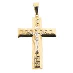 Bicolor gouden hanger van een groot kruis met corpus INRI, Handtassen en Accessoires, Ophalen of Verzenden, Gebruikt, Goud, Overige merken
