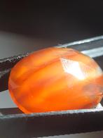bicolor orange and red Carnelian,rose cut, oval, 12.70 ct, Verzenden