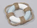 Reddingsboei Hout Maritiem Blauw/Wit met Dik Touw 11 cm, Hobby en Vrije tijd, Nieuw