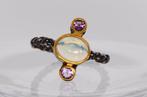 925 zilver zwart rhodinerend - opaal - amethist - Ring, Verzamelen, Mineralen en Fossielen