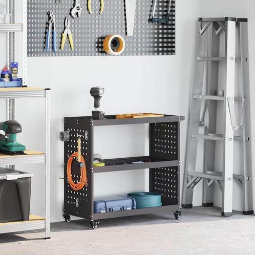 vidaXL Gereedschapswagen Zwart 75 x 35 x 73 cm Koudgewalst, Doe-het-zelf en Bouw, Gereedschapskisten, Nieuw, Verzenden