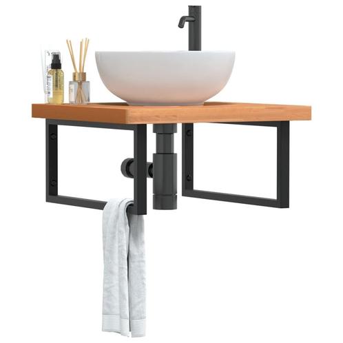 vidaXL Badkamer wandschap staal en massief beukenhout, Huis en Inrichting, Tafels | Kaptafels, Nieuw, Verzenden
