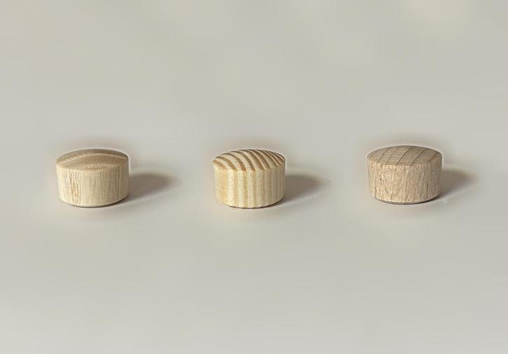 Set van 30 houten knopjes, buttons (10x10 mm, essenhout), Doe-het-zelf en Bouw, Gereedschap | Overige machines, Nieuw, Verzenden