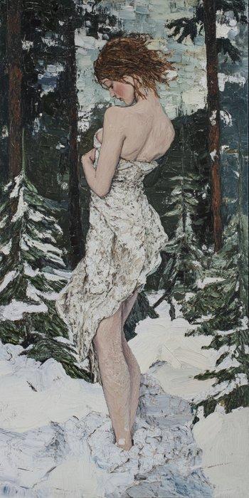 Anne Dias (1985) - (XXL) Giant Wrapped In Winter Silence, Antiek en Kunst, Kunst | Schilderijen | Modern