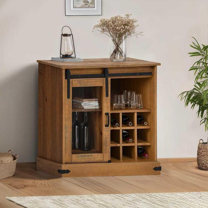 vidaXL Dressoir HALDEN met schuifdeur 80x40x80 cm massief, Huis en Inrichting, Kasten | Dressoirs, Nieuw, Verzenden