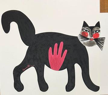 Corneille (1922-2010) - Sculpture Le Chat noir