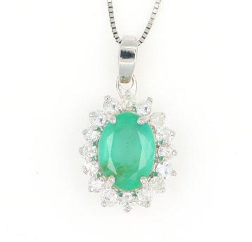 Sans Prix de Réserve - Collier - 18 carats Or blanc Émeraude
