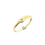 Gouden solitair ring met zirconia (gouden ring, geelgoud), Gebruikt, Overige kleuren, Ophalen of Verzenden, 17 tot 18