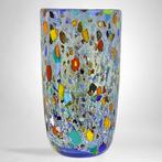 Filippo Maso - Vaas - Blauwe vaas met zilverblad, riet,