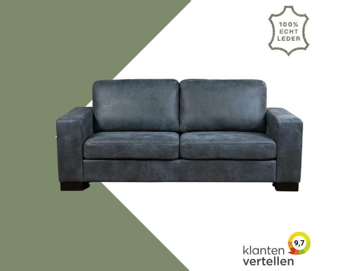 Leren bank Enjoy - 2,5 zits - Kenia Denim (blauw) - Poten, Antiek en Kunst, Antiek | Meubels | Stoelen en Sofa's, Ophalen of Verzenden