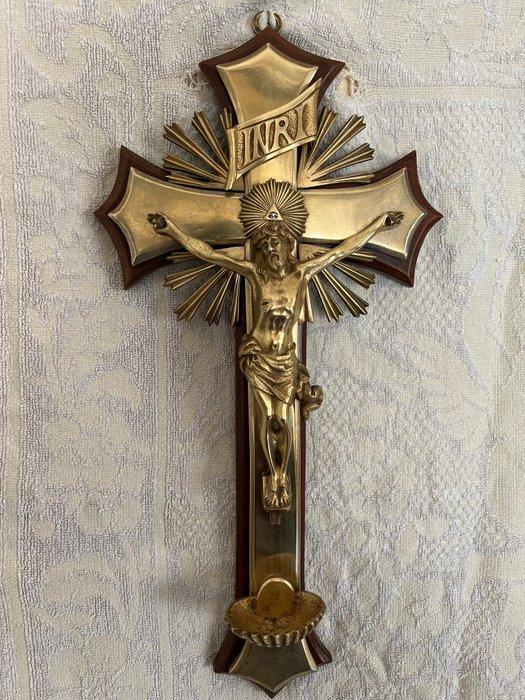 Crucifix - Hout, Brons - 1850-1900 - Kruisbeeld met, Antiek en Kunst, Kunst | Niet-Westerse kunst