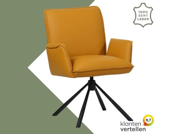 Leren draaibare eetkamerstoel Elite - Toledo Leem, Huis en Inrichting, Barkrukken, Nieuw, 1 kruk, Leer, 60 tot 90 cm, Ophalen of Verzenden