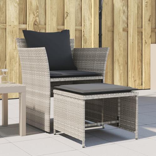 vidaXL Chaise de jardin avec tabouret gris clair résine, Jardin & Terrasse, Ensembles de jardin, Neuf, Envoi