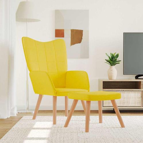 vidaXL Relaxstoel met voetenbank stof mosterdgeel, Huis en Inrichting, Fauteuils, Nieuw, Verzenden