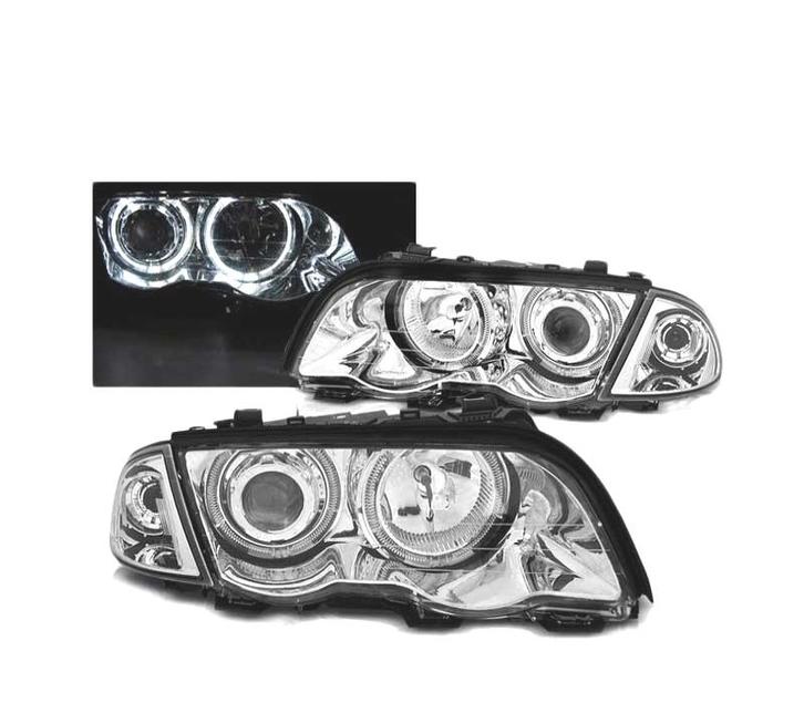 PHARES BMW E46 98-01LED ANGEL EYES CHROMÉ, Auto-onderdelen, Verlichting, Verzenden