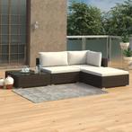 vidaXL 4-delige Loungeset met kussens poly rattan bruin, Tuin en Terras, Tuinsets en Loungesets, Verzenden, Nieuw, Loungeset