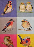 Nouveau design ! Tissu exclusif avec des oiseaux peints -, Antiek en Kunst