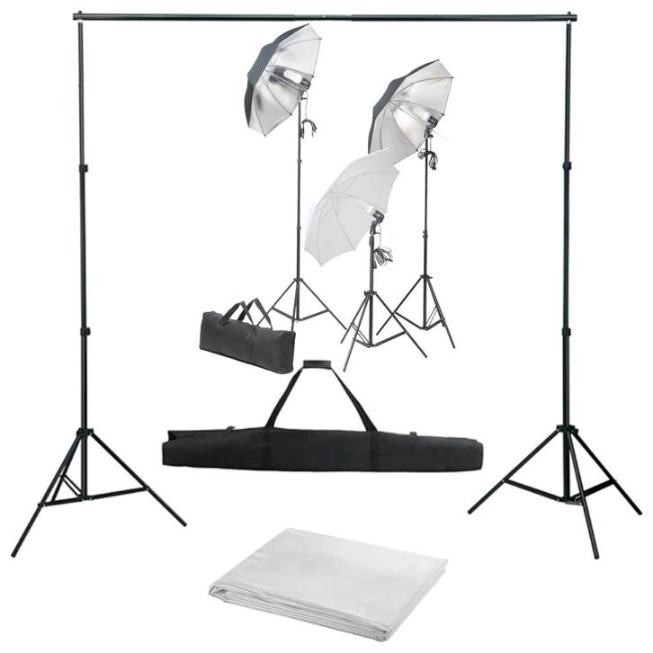 vidaXL Fotostudioset met verlichtingsset en achtergrond, TV, Hi-fi & Vidéo, Photo | Studio photo & Accessoires, Envoi