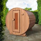 Red Knotty Cedar barrelsauna 240 cm, Nieuw, Complete sauna, Fins of Traditioneel