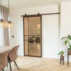 Stalen Schuifdeur 6 Vlaks Brons Brons rook glas Luxe design, 75 tot 150 cm, Nieuw, 150 tot 225 cm, Metaal