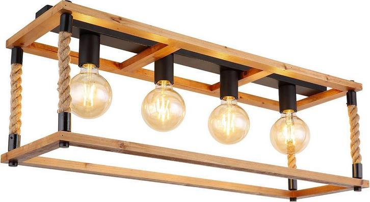 2dekans | Globo Plafonniere Vernon – Zwart – Metaal – Hoogte, Huis en Inrichting, Lampen | Plafondlampen, Ophalen of Verzenden