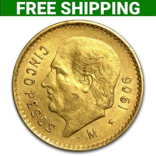 Mexico. 1906 Mexican 5 Pesos Hidalgo Gold Coin - FREE, Postzegels en Munten, Edelmetalen en Baren