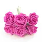 Foam roos princess kleurvast fuchsia pink 6 cm. bundel, Nieuw