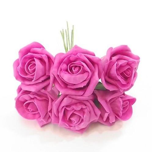 Foam roos princess kleurvast fuchsia pink 6 cm. bundel, Maison & Meubles, Accessoires pour la Maison | Plantes & Fleurs artificielles