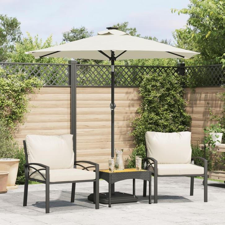 vidaXL Parasol met stalen paal 225x225x212 cm wit, Tuin en Terras, Parasols, Nieuw, Verzenden