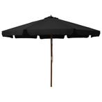 vidaXL Parasol met houten paal 330 cm zwart, Tuin en Terras, Verzenden, Nieuw