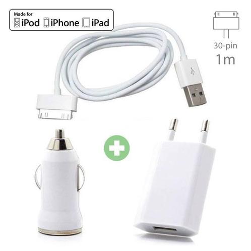 3 in 1 Oplaadset voor iPhone 30-Pin USB Oplaadkabel +, Telecommunicatie, Mobiele telefoons | Telefoon-opladers, Nieuw, Verzenden