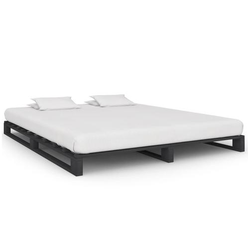 vidaXL Bedframe pallet massief grenenhout grijs 160x200 cm, Maison & Meubles, Chambre à coucher | Lits, Envoi