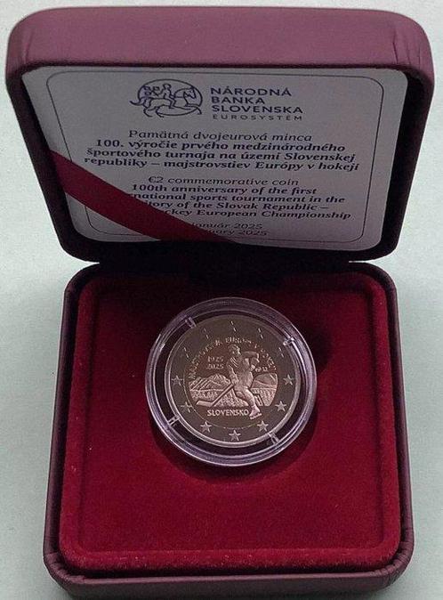 Slovaquie. 2 Euro 2025 Hockey Championship Proof  (Sans, Postzegels en Munten, Munten | Europa | Euromunten