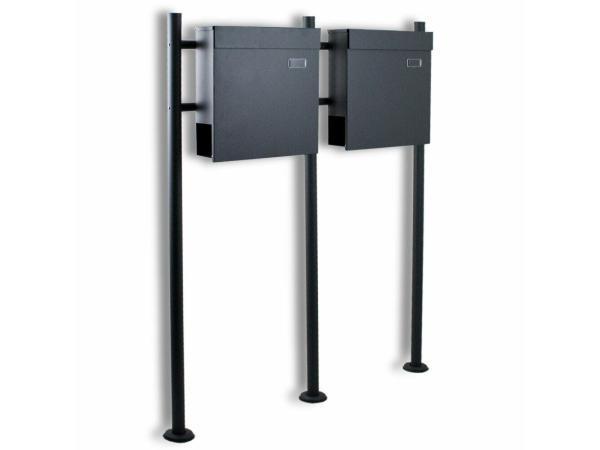 Veiling - Brievenbus dubbel met krantenvak donkergrijs, Tuin en Terras, Brievenbussen, Gebruikt